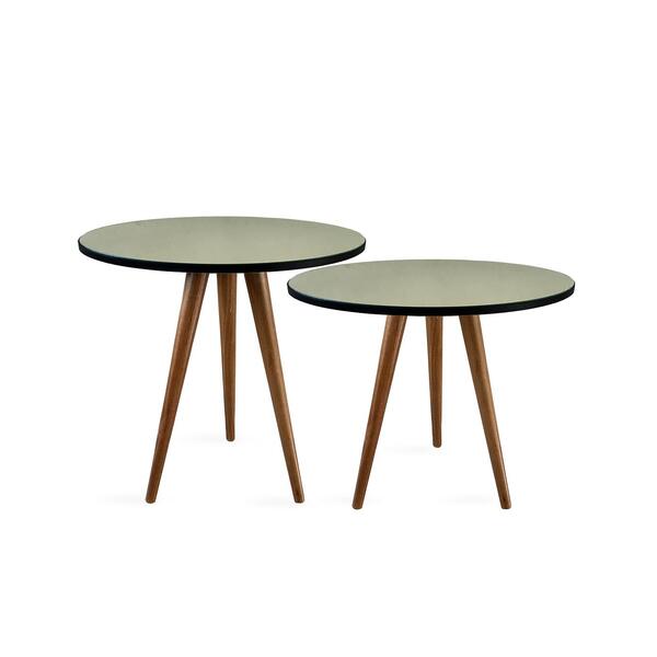 Conjunto Mesa Lateral De Canto Tripé Espelhada