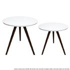 Conjunto Mesa Lateral De Canto Tripé Laqueada Tabaco E Branca