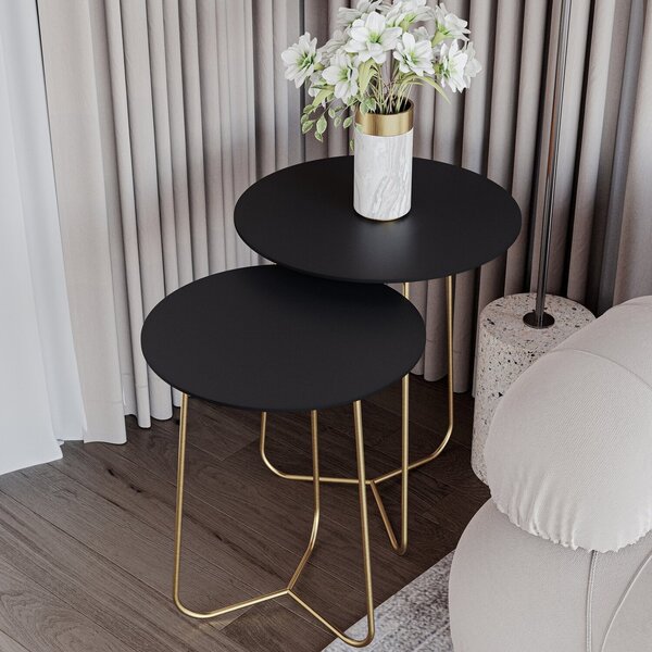 Conjunto Mesa Lateral De Canto Trude 55cm X 45cm X 45cm Preto