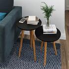 Conjunto Mesa Lateral E Apoio Retrô Com Pé Palito De Madeira