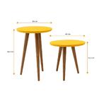 Conjunto Mesa Lateral E Apoio Retrô Com Pé Palito De Madeira