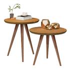 Conjunto Mesa Lateral E Apoio Sala De Estar Freijó