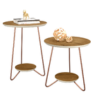 Conjunto Mesa Lateral E Apoio Skull Com Pés De Ferro- Freijó