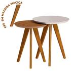 Conjunto Mesa Lateral Redonda - Off White Freijó