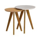 Conjunto Mesa Lateral Redonda Polly Off White/nature G29 - Gr