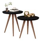 Conjunto Mesa Lateral Sofá Sala Pés Palito Preto Fosco