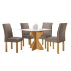 Conjunto Mesa Laura 90cm Com 4 Cadeiras Canela Tampo Milão Pl