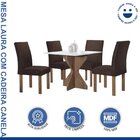 Conjunto Mesa Laura 90cm Com 4 Cadeiras Canela Tampo Milão Pl