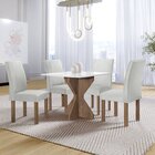 Conjunto Mesa Laura 90cm Com 4 Cadeiras Canela Tampo Milão Pl