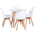 Conjunto Mesa Leda Branca 80 Cm + 4 Cadeiras Leda Brancas
