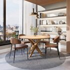 Conjunto Mesa Lisboa Tampo Redondo Madeira Maciça 4 Cadeiras