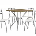 Conjunto Mesa Loire 4 Cadeiras Portugal Cromado/branco/freijo