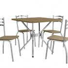 Conjunto Mesa Loire 4 Cadeiras Portugal Cromado/capuccino