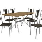 Conjunto Mesa Loire 6 Cadeiras Lisboa Cromado/freijo/marrom