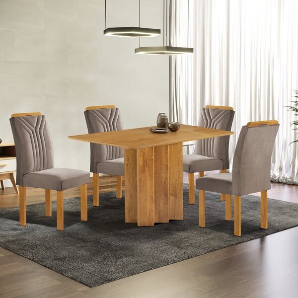 Conjunto Mesa Lorena 120cmx80cm Com 4 Cadeiras Celeste Tampo