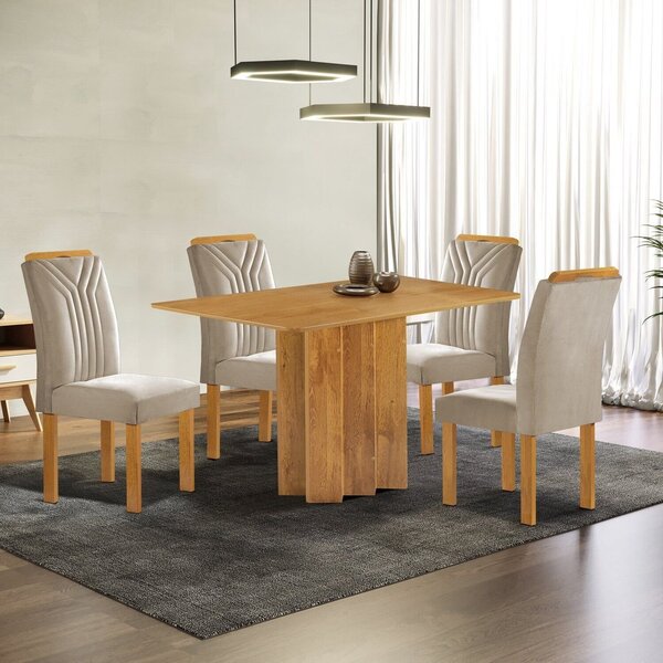 Conjunto Mesa Lorena 120cmx80cm Com 4 Cadeiras Celeste Tampo