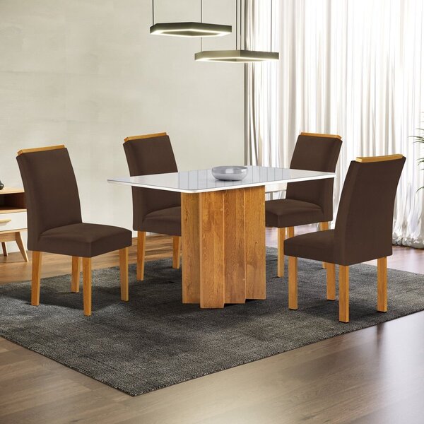 Conjunto Mesa Lorena 120cmx80cm Com 4 Cadeiras Luisa Tampo Lo