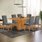 Conjunto Mesa Lorena 160cm X 80cm Com 6 Cadeiras Celeste Tamp