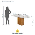 Conjunto Mesa Lorena 160cmx80cm Com 6 Cadeiras Espanha Tampo