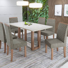 Conjunto Mesa Louise 1 60 Metros Vidro Off White Com 6 Cadeir
