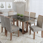 Conjunto Mesa Louise 1 60 Metros Vidro Preto Com 6 Cadeiras J