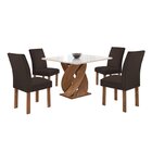 Conjunto Mesa Luna 100cm Com 4 Cadeiras Canela Tampo Slim Plu