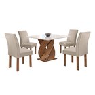 Conjunto Mesa Luna 100cm Com 4 Cadeiras Canela Tampo Slim Plu