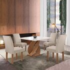 Conjunto Mesa Luna 100cm Com 4 Cadeiras Canela Tampo Slim Plu
