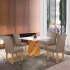 Conjunto Mesa Luna 100cm Com 4 Cadeiras Canela Tampo Slim Plu