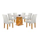 Conjunto Mesa Luna 120cm Com 6 Cadeiras Canela Tampo Redondo
