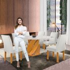 Conjunto Mesa Luna 120cm Com 6 Cadeiras Canela Tampo Redondo