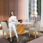 Conjunto Mesa Luna 120cm Com 6 Cadeiras Canela Tampo Redondo