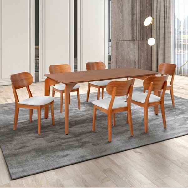 Conjunto Mesa Malta Com 6 Cadeiras De Madeira Maciça, Multila