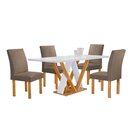 Conjunto Mesa Manuela 120cm Com 4 Cadeiras Canela Tampo Dakot