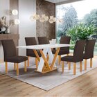 Conjunto Mesa Manuela 160cm Com 6 Cadeiras Canela Tampo Dakot
