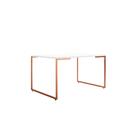 Conjunto Mesa Minimalista E Estante Ártemis Branco Cobre