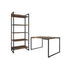 Conjunto Mesa Minimalista E Estante Ártemis Castanho Preto