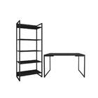 Conjunto Mesa Minimalista E Estante Ártemis Preto