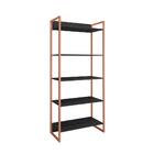 Conjunto Mesa Minimalista E Estante Ártemis Preto Cobre