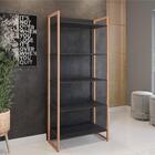 Conjunto Mesa Minimalista E Estante Ártemis Preto Cobre