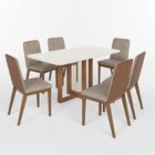 Conjunto Mesa Natalí 160cm Com Vidro 06 Cadeiras Pietra Natur