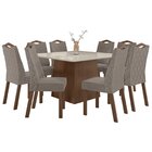 Conjunto Mesa Nevada 130cm Tampo Mdf/vidro 8 Cadeiras Vênus M