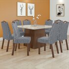 Conjunto Mesa Nevada 130cm Tampo Mdf/vidro 8 Cadeiras Vênus M