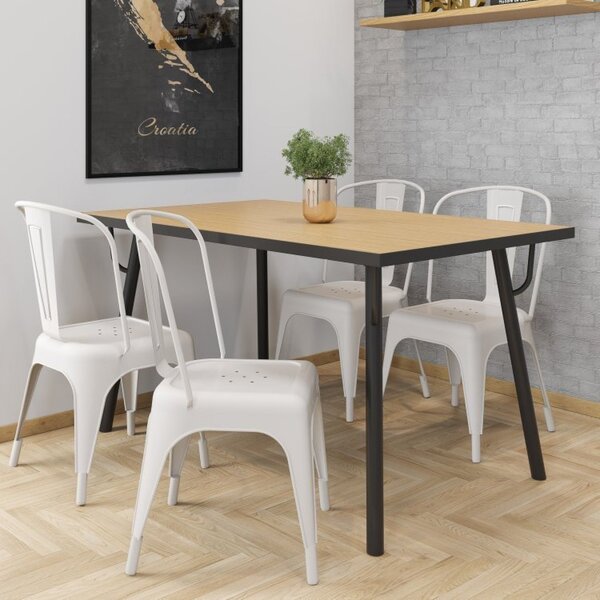 Conjunto Mesa Orbit Com 4 Cadeiras De Jantar Tolix Industrial