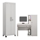 Conjunto Mesa Para Computador Escrivaninha Com Armário E Armá