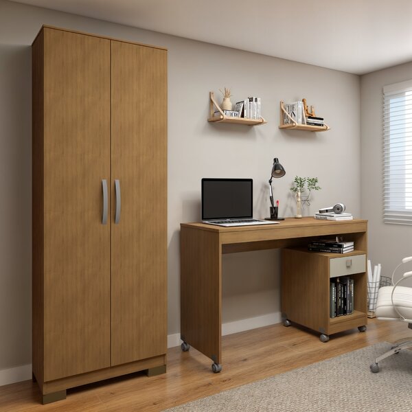 Conjunto Mesa Para Computador Giga E Armário Multiuso 2 Porta