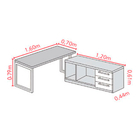 Conjunto Mesa Para Estudo Suprema 1,60x0,70x0,79 C/ Armário 3