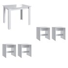 Conjunto Mesa Para Sala De Jantar Com 4 Banquetas Branco