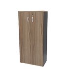 Conjunto Mesa Pedestal E Armário Alto Escritório Nogal / Preto