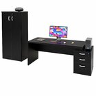 Conjunto Mesa Pedestal E Armário Alto Escritório Preto